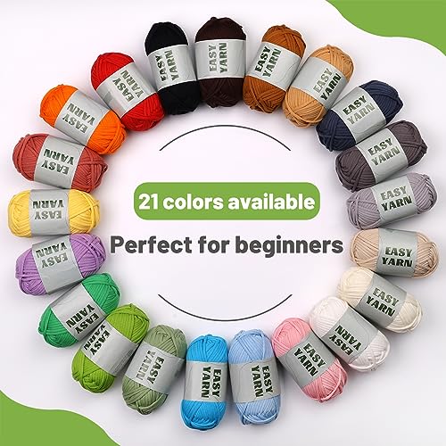 UzecPk 4 * 50g/1.76oz Crochet Yarn, 4 * 87yds Beginner Crochet Yarn - color: Beige+Brown+White+Black