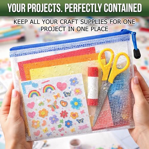 5 Pack Mesh Zipper Pouch Bags 10x14 inch - Plastic Zipper Pouches for Organizing - Document Bags with Zippered - Letter Size Zippered Pouch - Document Pouches Clear Zip Bags - Mesh Storage Bags - size: 5 Pack 10x14