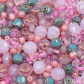 0.9 oz (25g) Mix of Faceted Fire Polished Czech Glass Beads (Round, Rondelle etc) 4-10mm, Cold Pink - color: Pink Mix MIX07