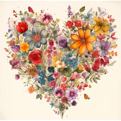 niurenmaoyi Stamped Cross Stitch Kits for Beginners,Counted Embroidery Craft Kits for Adults,Needlepoint Kits for Adults,Heart Flower Wall Art 13.8X13.8In - color: Cross Stitch Kits0111-03
