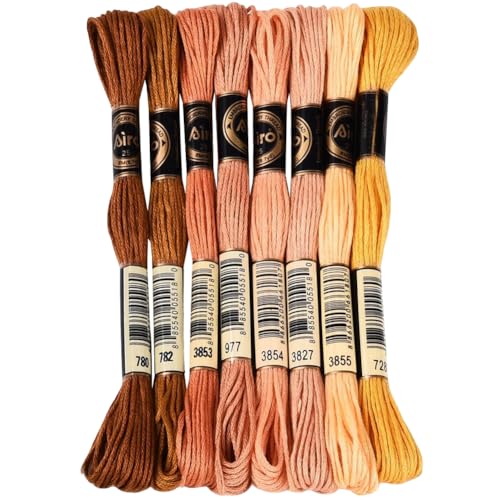 70 Yards 8 Skeins Gradient 6 Strands Neutral Earth Tones Variegated Embroidery Floss Cross Stitch Polyester String Thread Friendship Bracelet Threads Bulk for Hand Sewing Making Craft Supply - color: Neutral Earth Tones, size: 70 Yards