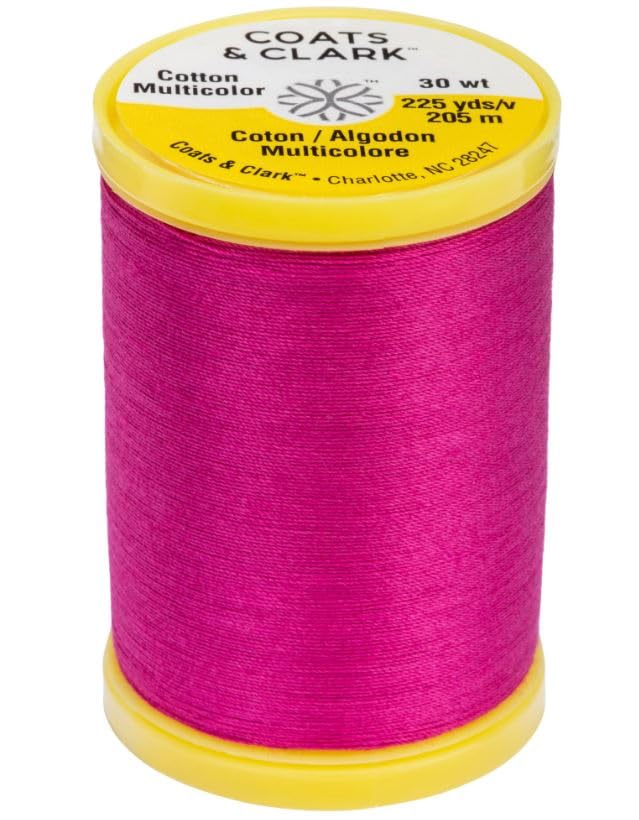 Coats & Clark Cotton All Purpose Sewing Thread 100% Mercerized Cotton 225 Yards Each Spool S970 2 Pack Bundle with 3 Bella's Crafts Needle Threaders (Red Rose) - color: Red Rose