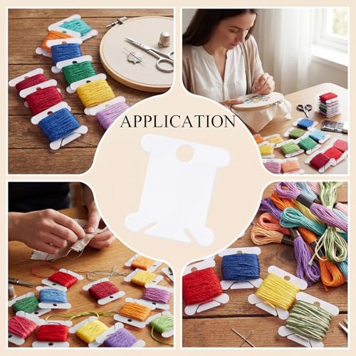 Tranqun 500 Pcs Plastic Embroidery Floss Bobbins, Thread Organizer,White - color: White