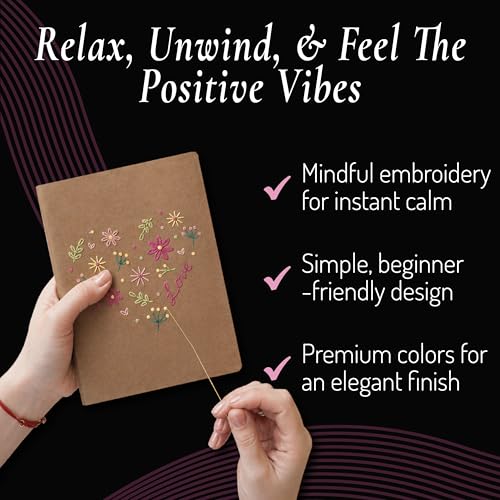Unwynd Embroidery Kit Floral for Adults and Beginners, Cross stitch Crafts - style: Notebook Embroidery Kit Floral