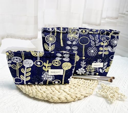 getgto 2 Pcs Makeup Bags, Large Cosmetic Bag Travel Toiletry Bag - color: Blue-tree