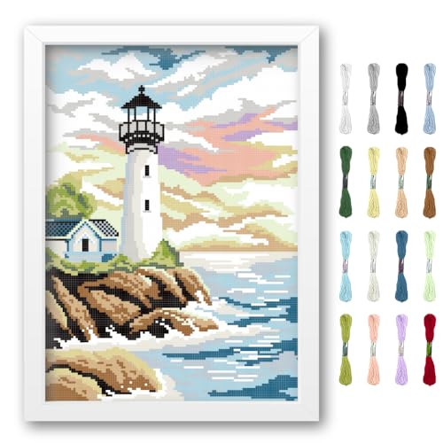 FREEBLOSS 11CT Lighthouse Cross Stitch Wall Hanging Kit 13"*17"