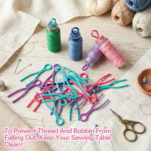 100 Pcs Sewing Bobbin Thread Holder, Keep Your Bobbin Threads Matched Up Plastic Bobbins Clips Sewing Machine Quilting Supplies Sewing Notions for Thread Spool Organizing Embroidery Quilting