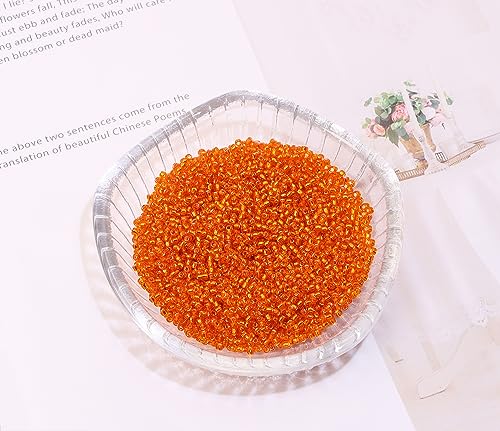 Glass Seed Beads Penta Angel 50g Mini Round Craft Loose Spacer Pony Beads for Earring Bracelets Necklace Waist Bead Jewelry Making(2mm, Orange) - color: Orange