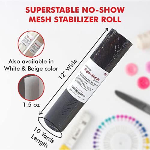 Superpunch No Show Mesh Stabilizer, 1.5 oz, Black, 12 in x 10 yd - color: Black, size: 12 inch x 10 yard roll