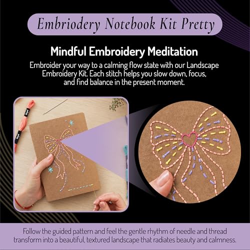Unwynd Notebook Embroidery Kits Pretty for Adults, Beginners, Cross-Stitch - style: Notebook Embroidery Kit Pretty