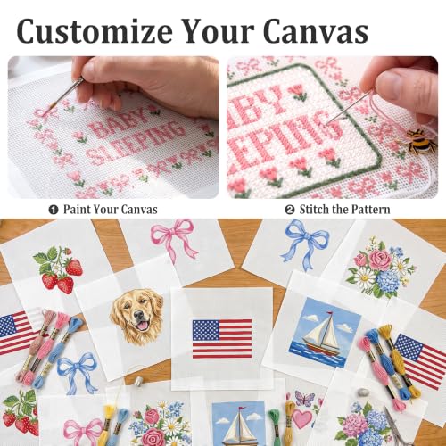 2 Pack 13 Mesh Needlepoint Canvas, 20" x 18" Cotton Blank Canvas - color: 13 Mesh-18*20"-2P