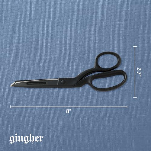 Gingher 8" Featherweight Bent Handle Fabric Scissors, Black Nylon Handles