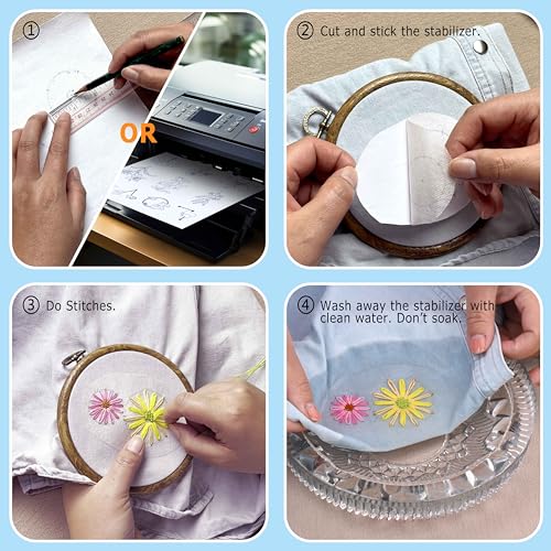 Sticky Wash Away Embroidery Stabilizer Self-Adhesive Printable 8.5" x 11" 7pcs / Pack - size: 8.5" x 11" 7PCS