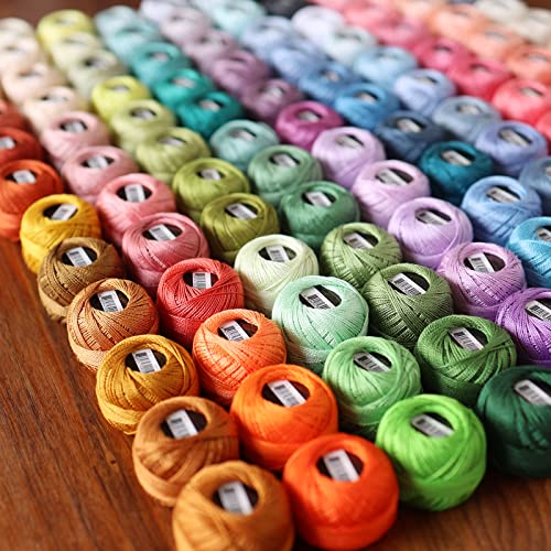 Rhapsody Pearl Cotton Thread Size 8 Crochet Thread Perle 12 Balls Set Hand Knitting, Embroidery, Sashiko, Cross-Stitch, Sewing, Needlepoint, DIY, Quilting (LT Nile Green, Col. 618) - color: LT Nile Green, Col. 618