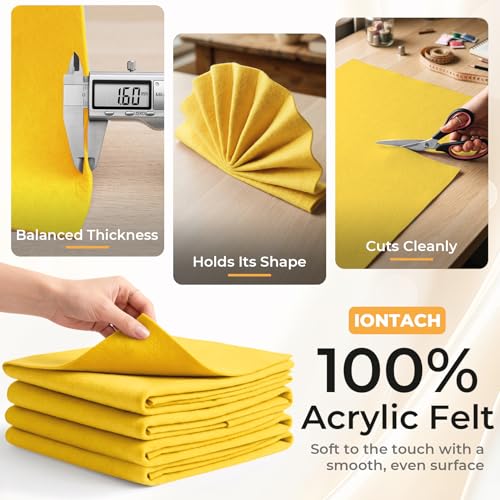 IONTACH 9" X 36" Soft Felt Sheets 1.6mm Thick (4 Packs, Gold Yellow) - color: Gold Yellow