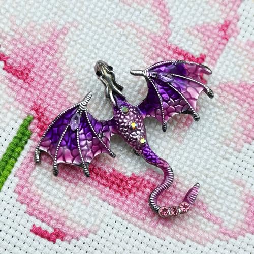 Large Dragon Needle Minder, Needle Minder Magnet, Magnetic Needle Nanny, Fantasy Needlework Accessories for Cross Stitch & Embroidery (Purple) - color: Purple