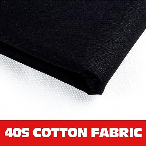 100% Black Cotton Fabric for Sewing by 1 Yard, 59”Width Quilting Fabric Medium Weight 5.8 oz, Muslin Fabric by The Yard, Embroidery Cloth - color: Black, size: 1yard