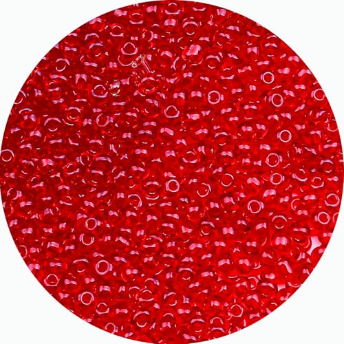 Legefo 4mm Glass Seed Beads Bulk, Red Transparent 6/0 Small Mini Pony Seed Beads, Tiny Round Craft Bead for Bracelet Necklace Wrist Jewelry Making Beading Weaving DIY Crafts Supplies, 1000pcs - color: Red Transparent