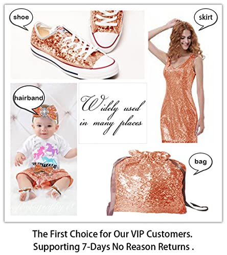ShiDianYi 15 Feet Sequin Fabric by The 5 Yards Rose Gold Sequin Fabric for Sewing Costumes Sequin Knit Fabric Sequin Table Cloth Table Linen -0818S - color: Rosegold, size: 5 Yard