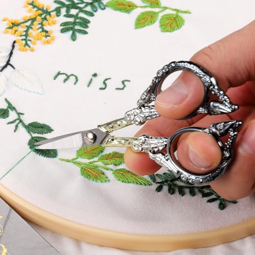 YOUGUOM Sewing Embroidery Scissors, Small Thread Shears with Cover - color: Golden Black