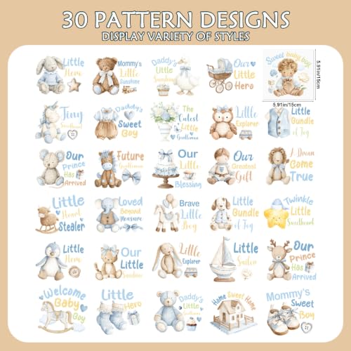 30Pcs Baby Boy Iron on Transfers Decal Dtf Transfers Ready to Press - color: Baby Boy208