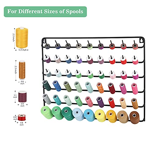 HAITRAL 4 Set of 54-Spool Sewing Thread Rack, Wall-Mounted Metal Sewing Thread Holder, Hair-braiding Organizer, Black - color: Black
