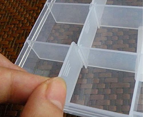 Yansanido 4 Pcs 10 Grids 5 Inch x 2.5 Inch Adjustable Small Removable Clear Plastic Jewelry Organizer Divider Storage Box Jewelry Earring Tool Containers (4pack(10-Grid))