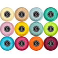 Double Mercerized Egyptian Long Staple Cotton Pearl Thread Ball 10 Grams Rainbow Color 12 Colors per Box for Crochet Hardanger Kniting Hand Sewing,Citrus Pop PrimaryPalette - color: Citrus Pop Primary Palette