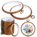 Oqqlin 15 Pcs Imitated Wood Embroidery Hoops, 4 Inch Round Rubber Embroidery Frame Retro Small Circle Cross Stitch Hoop for Displaying, Sewing, Gifts, DIY, Home Decor - size: 4 Inch
