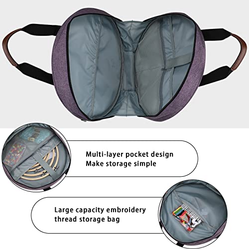 Multifunctional Embroidery Supplies Storage Tote Bag, Large-Capacity Embroidery Project Storage Bag - color: Purple Circle