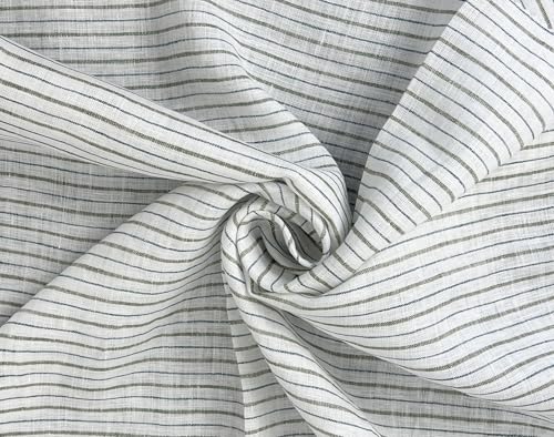 100% Linen Fabric – Lightweight Prewashed – Horizontal Stripe Patterns – Precut Style – Soft & Breathable – 52” Width – by The Linen Lab (Green & Blue 4774, 1 Yard pre Cut) - color: Green & Blue 4774, size: 1 yard pre cut