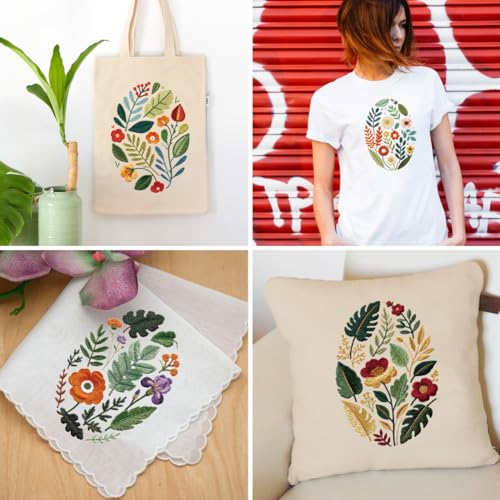 ORIGACH 6 Pack Plants Leaves & Flower Embroidery Kit for Beginners - style: Plants Leaves & Flower