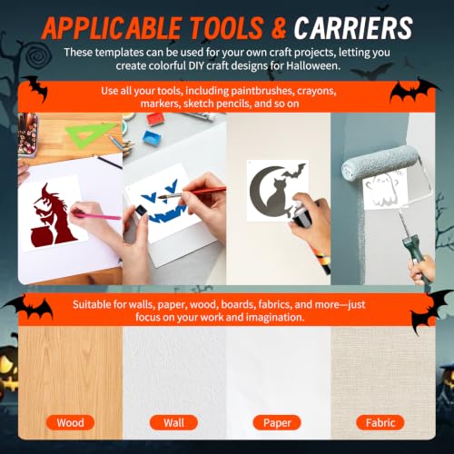 28 Pcs Halloween Stencils Reusable Stencils for Crafts Painting - color: Halloween