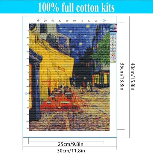 Tiwabb 4 Pack Tarry Night of Van Gogh Stamped Cross Stitch Kits for Adults - color: 4 Pack Cross Stitch Landscape