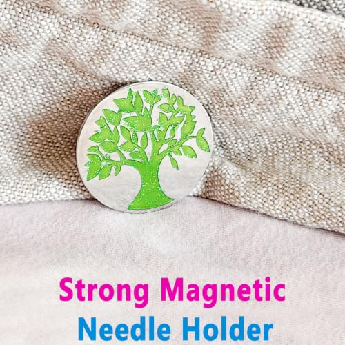 SUNOREEK Tree of Life Magnetic Needle Minder for Cross Stitch, Needle Holder for Embroidery Sewing Needlepoint Accessories, Silver and Gold, Stainless Steel, 2 Pack with Storage Case (Tree) - color: tree