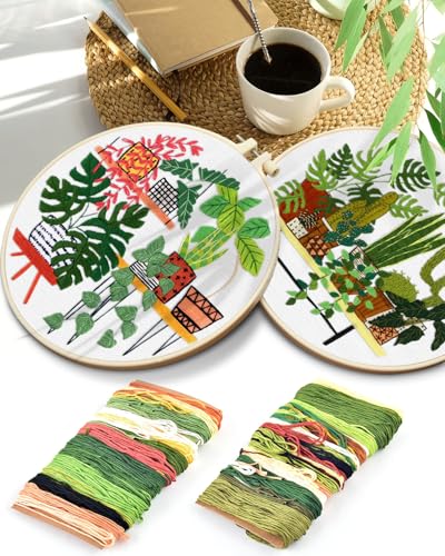 TINDTOP Embroidery Kit for Adult, Embroidery Kit for Beginners - color: Cactus