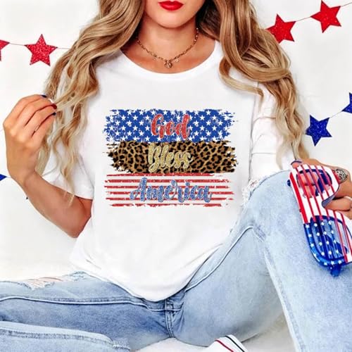 Independence Day Heat Transfer Vinyl Decals 4th of July Iron on Transfer Patches 4PCS USA Patriotic American Flag Dwarf Bicycle Design Iron on Appliques Stickers for Clothing T-Shirt DIY Crafts Decor - color: 4th of July A