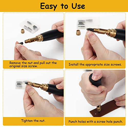 Japanese Screw Punch, Boyistar Wood Handle Belt Hole Puncher - color: Black