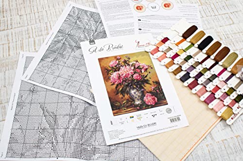 B543 Peonies Vase - Cross Stitch Kit Luca-S