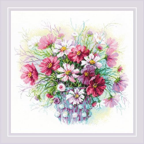 RIOLIS 2228 Watercolor Cosmos Counted Cross Stitch Kit 11.75 x 11.75 in