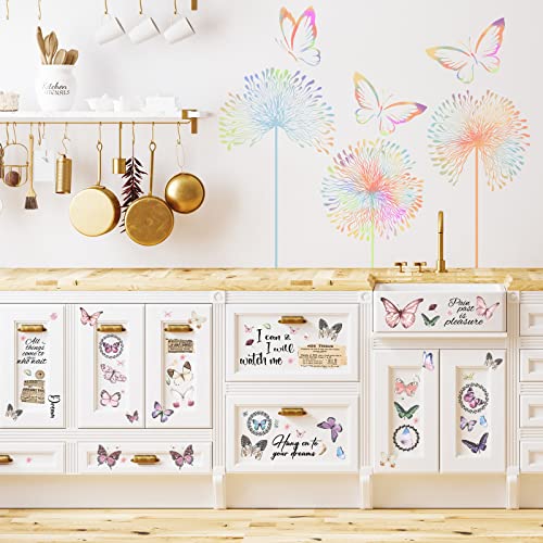 BBTO 12 Sheets Rub on Transfers for Crafts Wood Furniture DIY, 5.5" x 5.7" - style: Butterfly