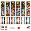 ACRNIGHEET 6PCS Cross Stitch Bookmark Kits Mushroom Pattern Stamped Cross Stitch Kits for Beginners Adults DIY Stamped Embroidery Bookmarks with Instructions Hand Embroidery Craft Gift - style: Mushroom patterns
