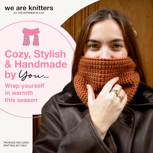 We Are Knitters Osiris Snood Kit | Beginner Crochet Gift Kit | Easy Warm Winter Snood | Stylish DIY Handmade Accessory Set Cozy Relaxing Craft GiftPro - color: Burnt Orange