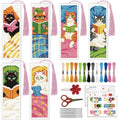 ACRNIGHEET 6PCS Cross Stitch Bookmark Kit for Beginner Stamped Cross Stitch Kits for Adults Cute Reading Cat DIY Tassel Embroidery Bookmark Kits Needlepoint Kit with Instructions Gift 8.5''x3'' 11CT - style: Reading Cat with Tassel