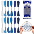 32 Pcs Sashiko Thread Kit, 12 Strands Blue Sashiko Thread and 20 Needles