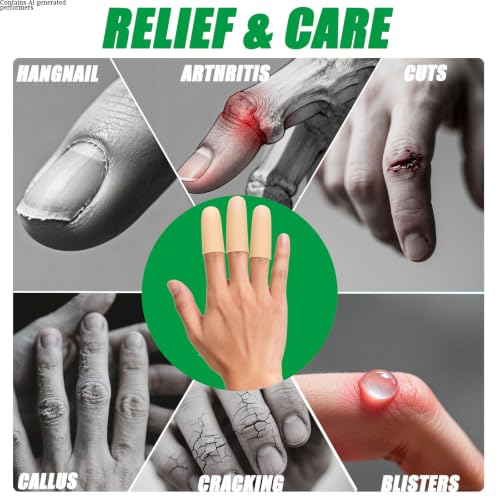 Kris-kikomy Gel Finger Protectors Finger Caps Silicone Fingertips Protection - Finger Cots Great for Trigger Finger, Finger Arthritis, Finger Cracking and Other Finger Pain Relief(Nude, Medium)