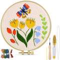 TINDTOP Punch Needle Kits, DIY Punch Embroidery Kits for Adults Beginner, Tool with Punch Needle Fabric, Hoops, Yarns and Sewing Needles (Set F) - color: Set F