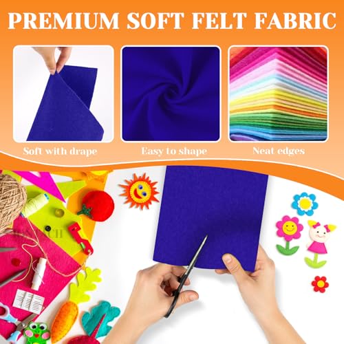 IONTACH 9" X 12" Soft Felt Sheets 1.6mm Thick (6 Packs, Royal Blue) - color: Royal Blue