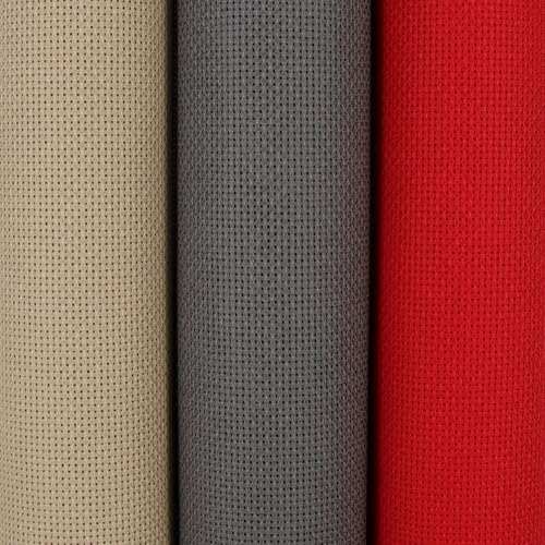 KCS 3 pc of 15" x 18"(38cmx45cm) Counted Cross Stitch Cotton Aida Cloth Needlework Rolled Fabric Box,18CT,Red+Khaki+Dark Grey - color: Red+khaki+dark Grey, size: 18CT