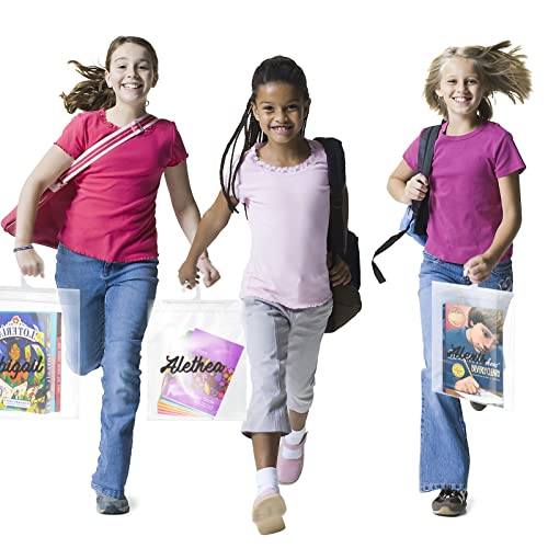 Hanging Storage Bags 24 Pack, Large Hook 10 x 12.5-inch Clear Plastic Bags for Classroom, Library and Pharmacy Use